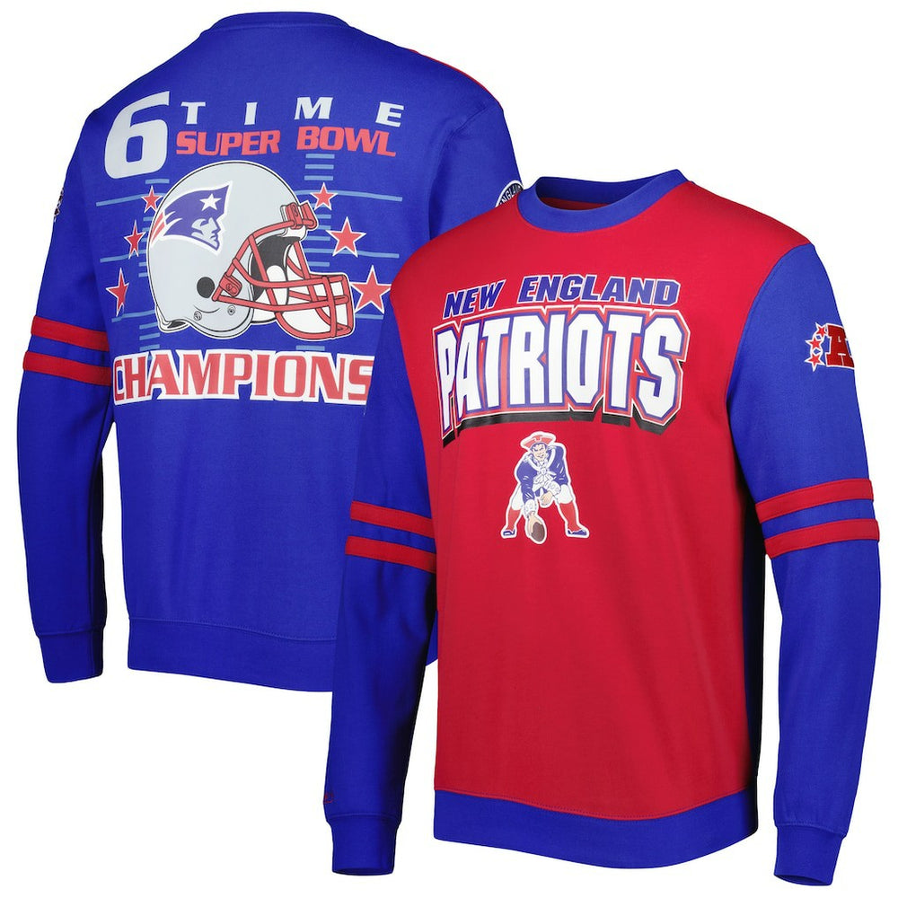 New England Patriots Mitchell & Ness All Over 2.0 Pullover Sweatshirt