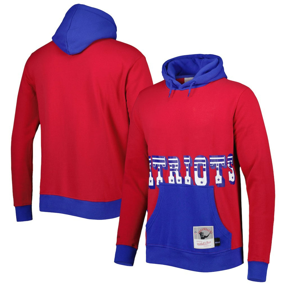 New England Patriots Mitchell & Ness Big Face 5.0 Pullover Hoodie