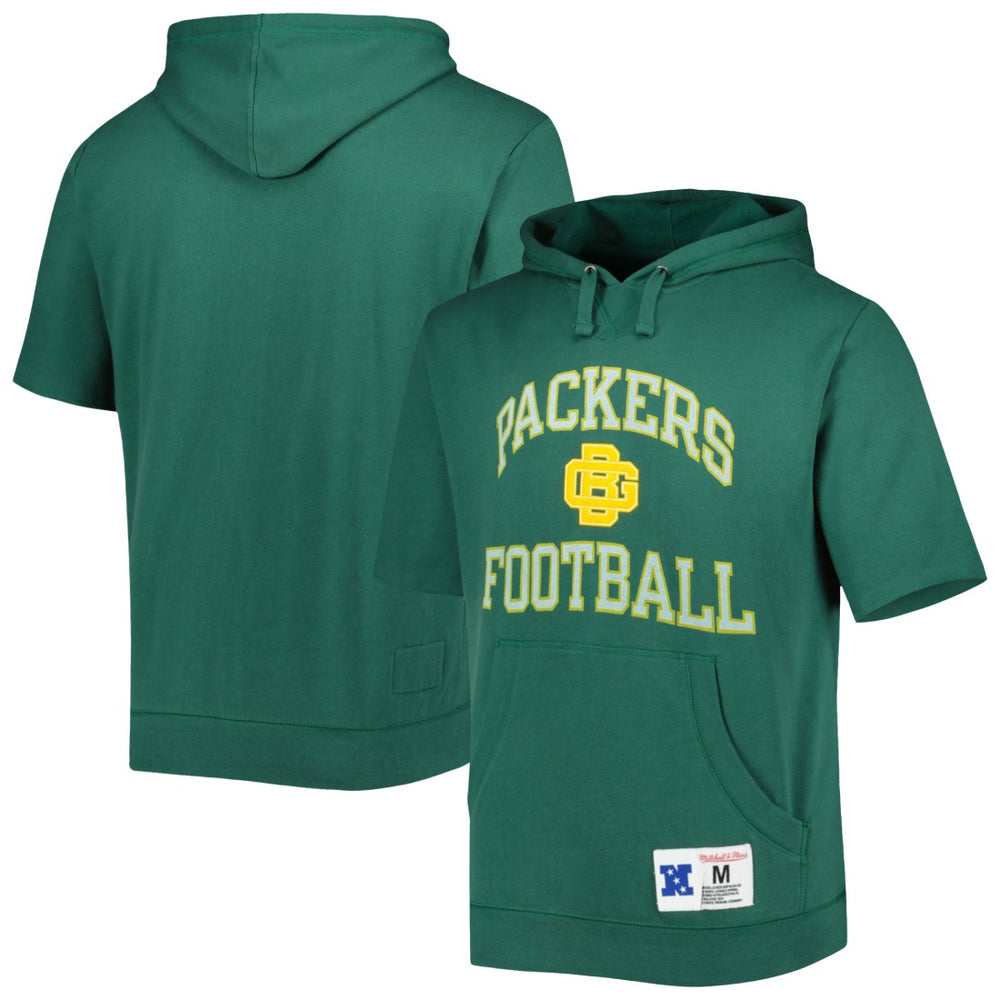 Green Bay Packers Mitchell & Ness Washed Short Sleeve Pullover Hoodie