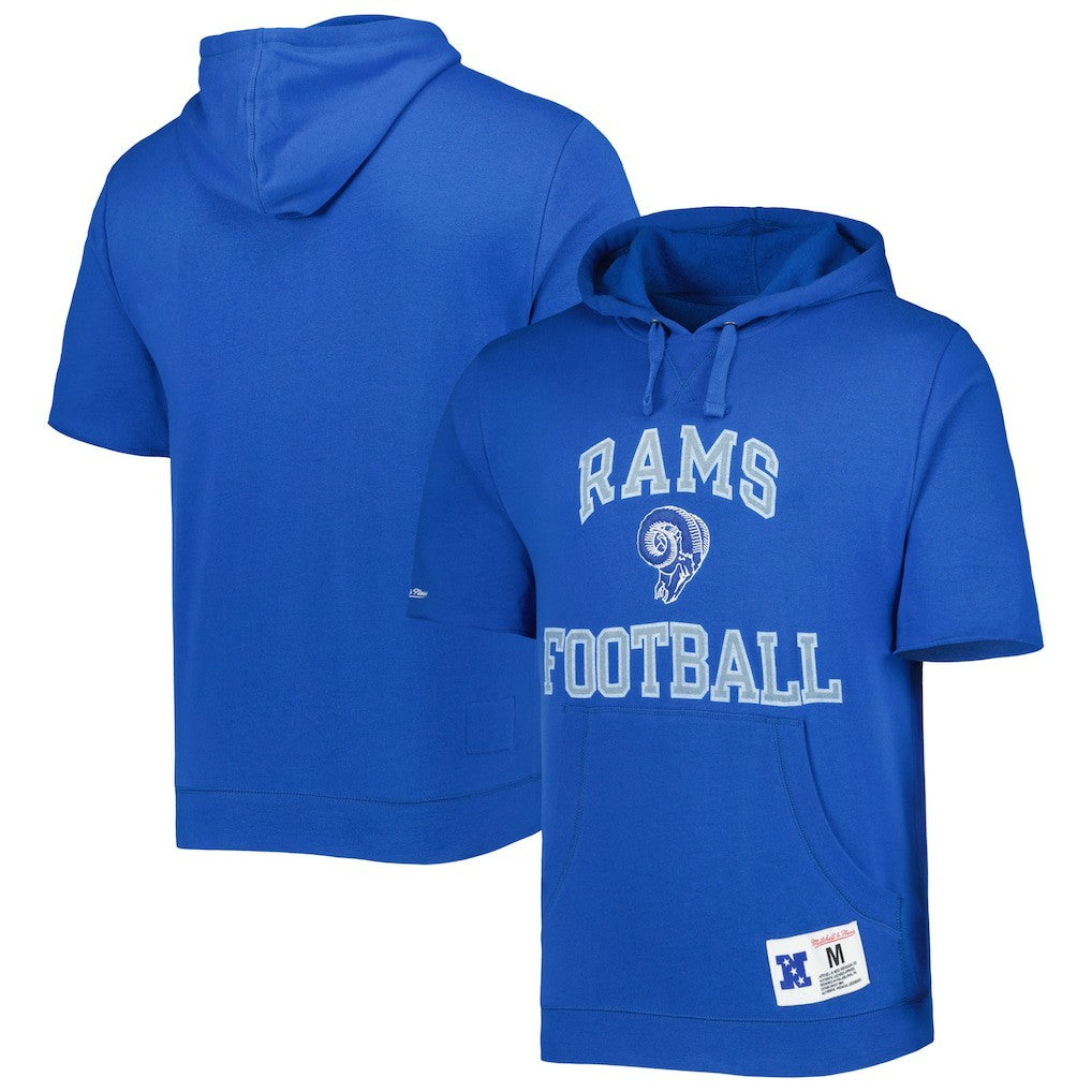 Los Angeles Rams Mitchell & Ness Washed Short Sleeve Pullover Hoodie