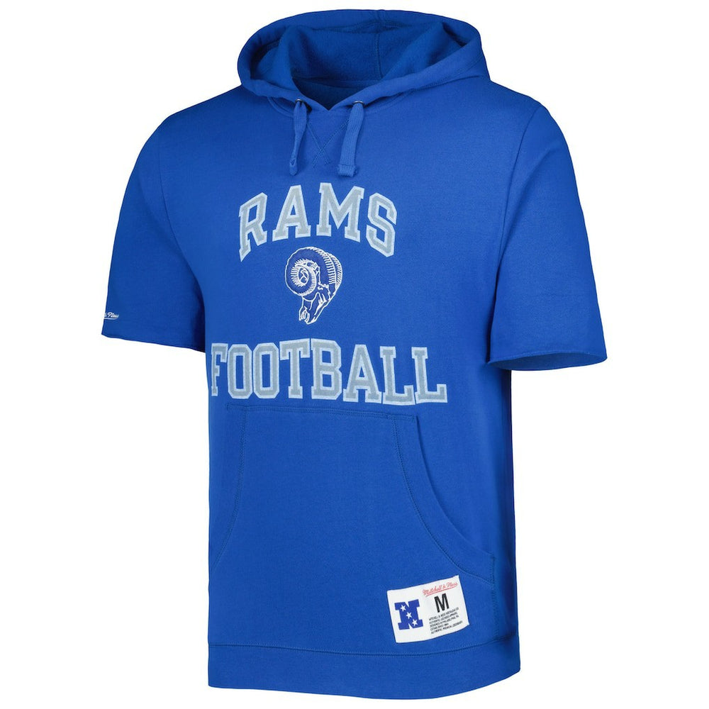 Los Angeles Rams Mitchell & Ness Washed Short Sleeve Pullover Hoodie
