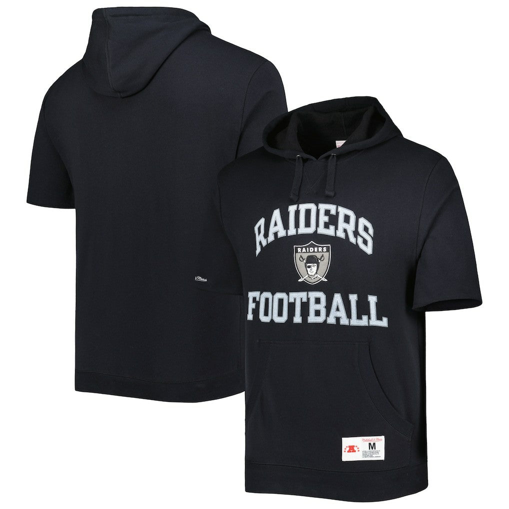 Las Vegas Raiders Mitchell & Ness Washed Short Sleeve Pullover Hoodie