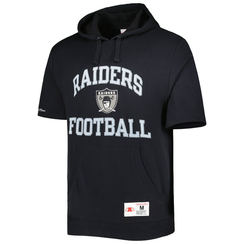 Las Vegas Raiders Mitchell & Ness Washed Short Sleeve Pullover Hoodie