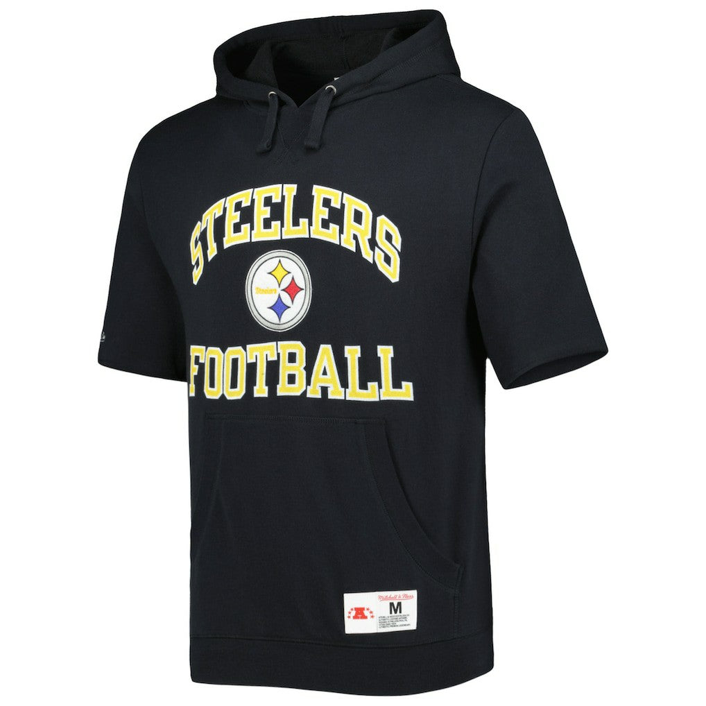 Pittsburgh Steelers Mitchell & Ness Washed Short Sleeve Pullover Hoodie