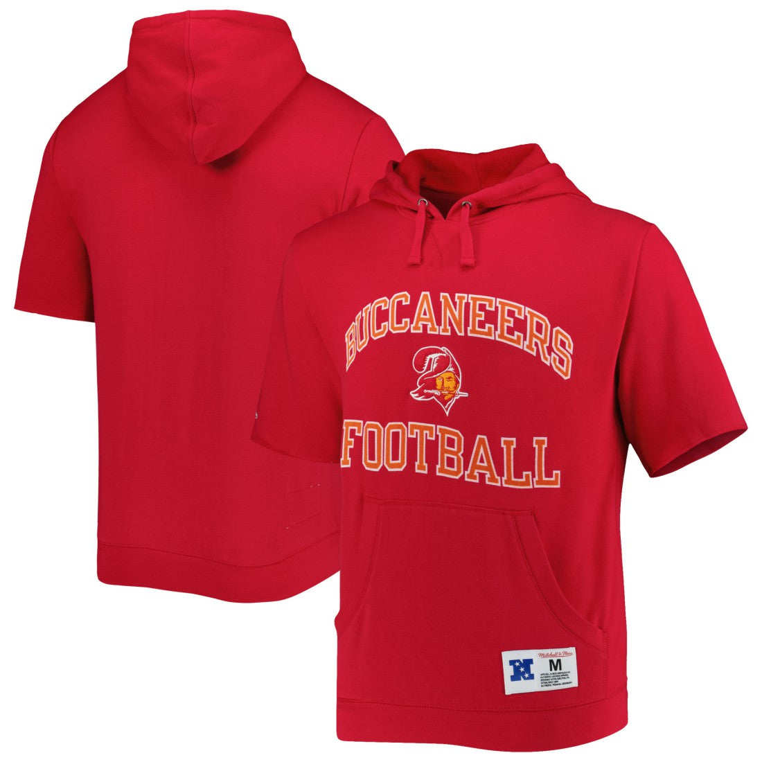 Tampa Bay Buccaneers Mitchell & Ness Washed Short Sleeve Pullover Hoodie