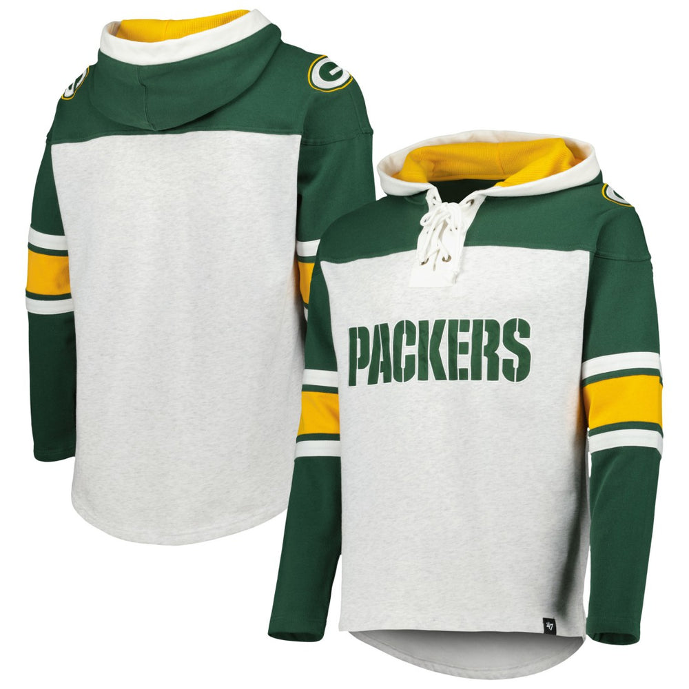 Green Bay Packers 47 brand '47 Gridiron Lace-Up Pullover Hoodie