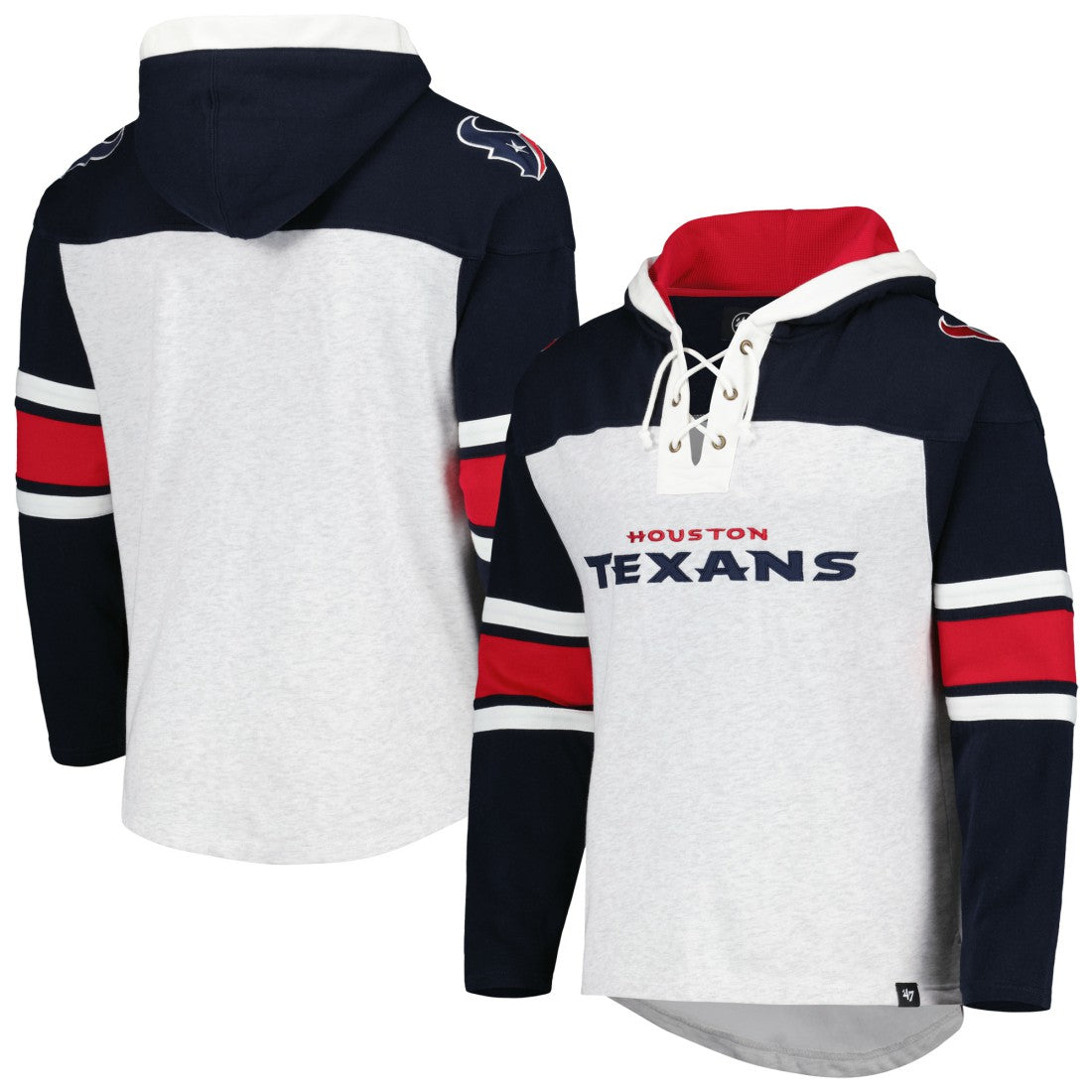 Houston Texans 47 brand '47 Gridiron Lace-Up Pullover Hoodie