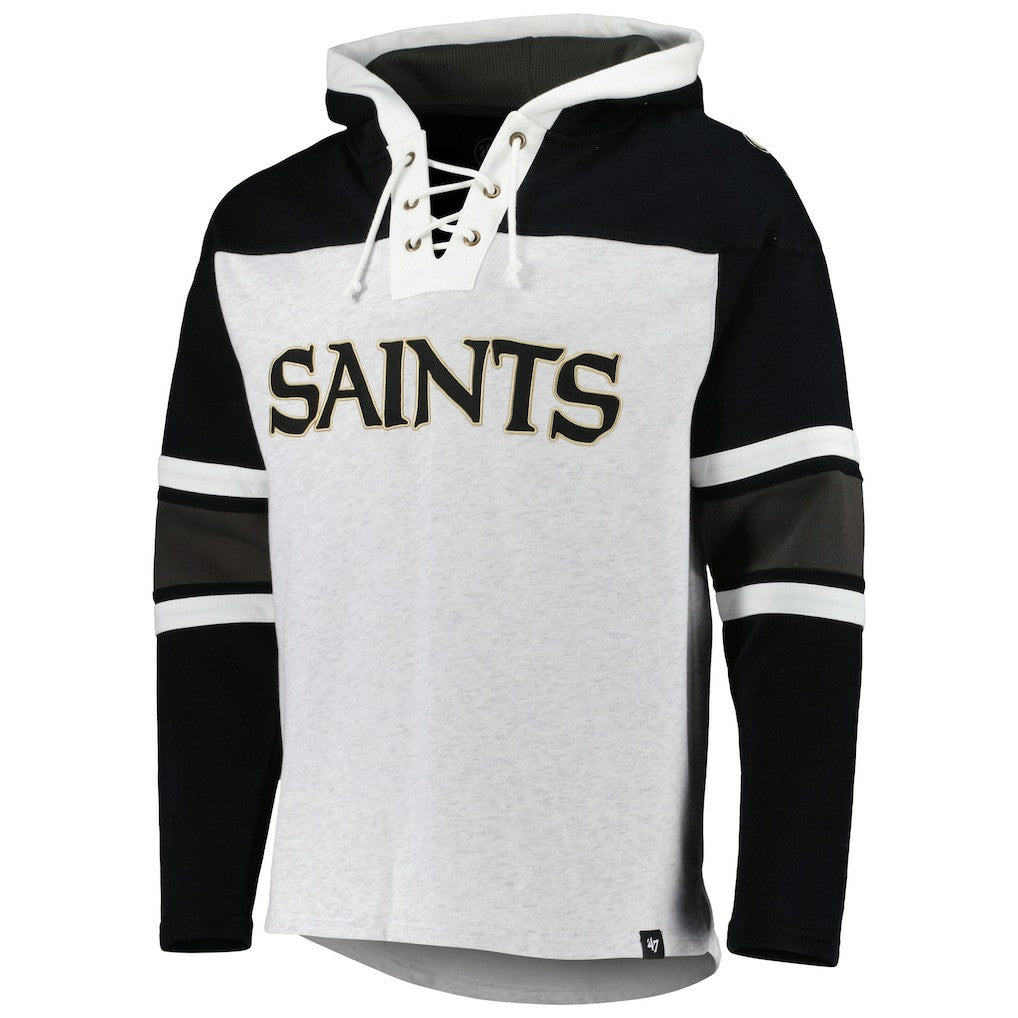 New Orleans Saints 47 brand '47 Gridiron Lace-Up Pullover Hoodie