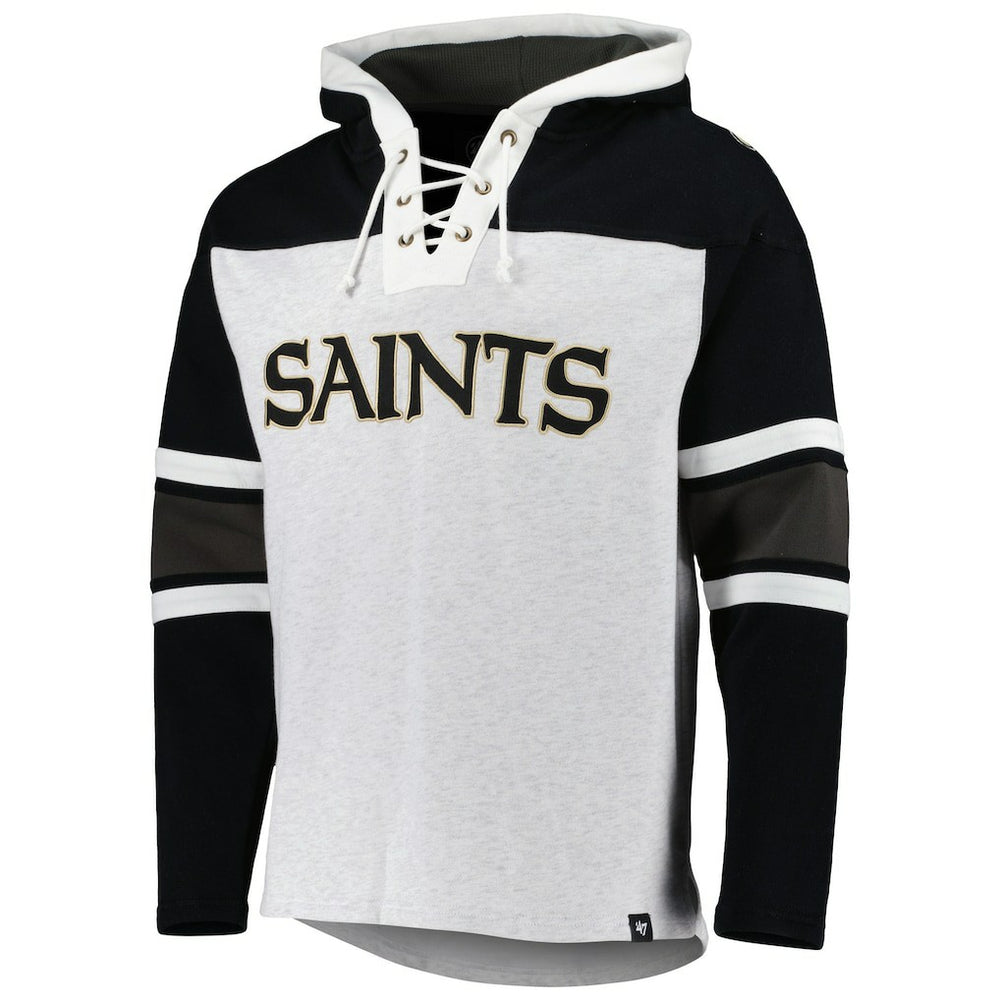 New Orleans Saints 47 brand '47 Gridiron Lace-Up Pullover Hoodie
