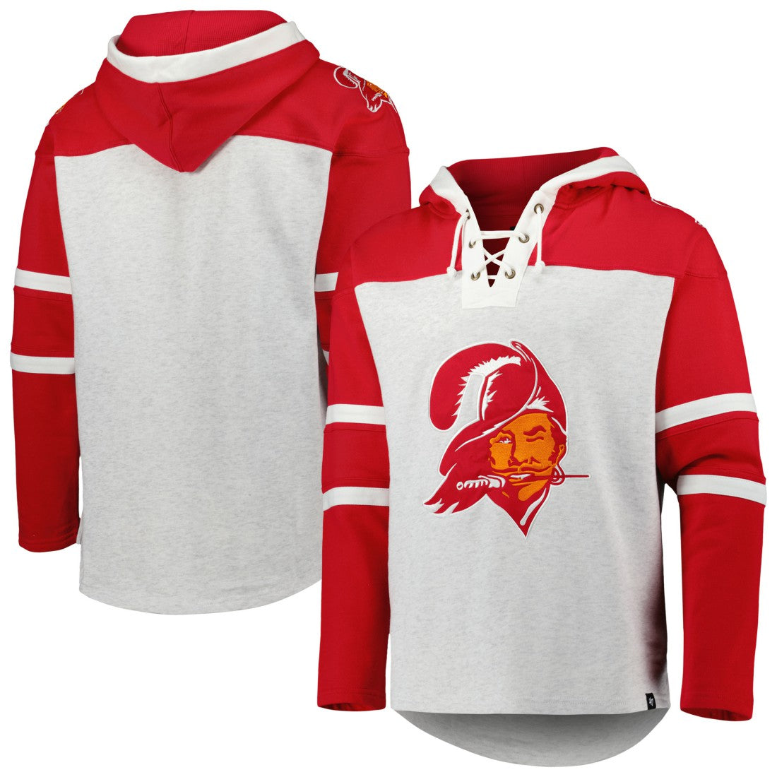 Tampa Bay Buccaneers 47 brand '47 Historic Logo Gridiron Lace-Up Pullover Hoodie