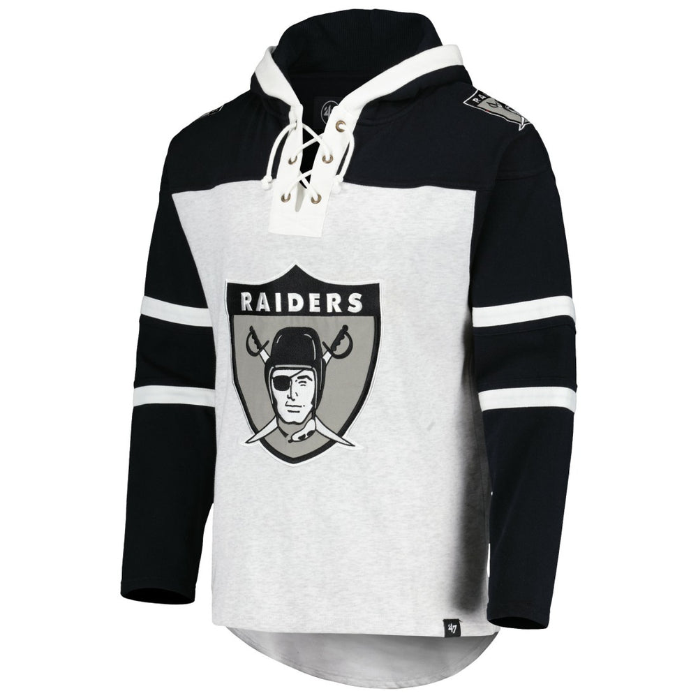 Las Vegas Raiders 47 brand '47 Historic Logo Gridiron Lace-Up Pullover Hoodie