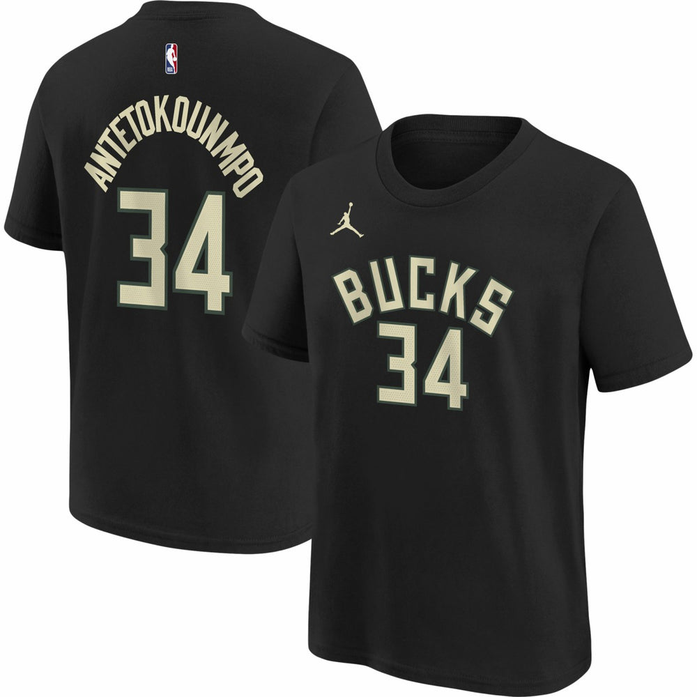 Giannis Antetokounmpo Milwaukee Bucks Jordan Brand Youth Statement Edition Name & Number Player T-Shirt On Sale