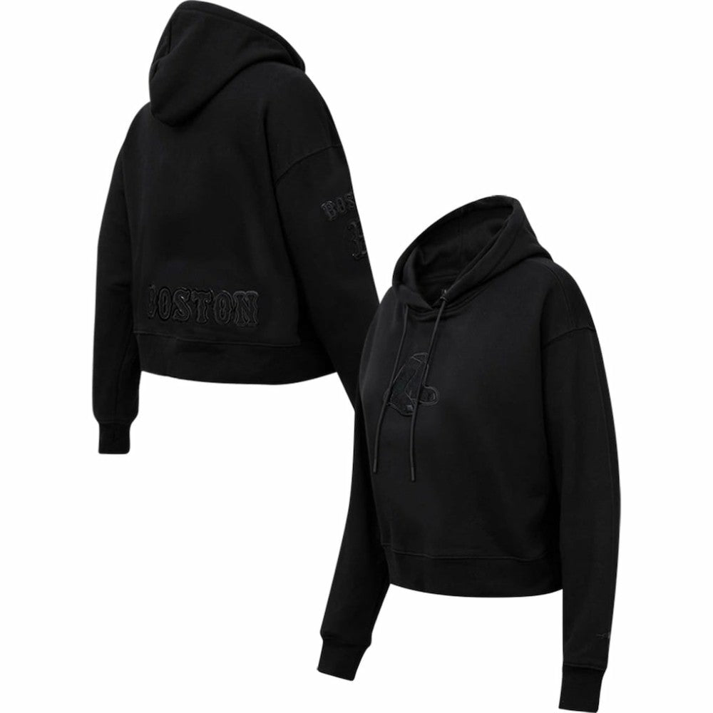 Boston Red Sox Pro Standard Women's Triple Black Cropped Pullover Hoodie | MLB Online