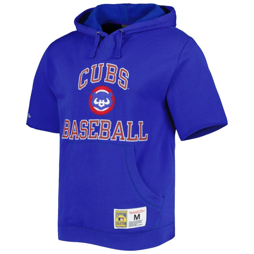 Chicago Cubs Mitchell & Ness Cooperstown Collection Washed Fleece Pullover Short Sleeve Hoodie | MLB New