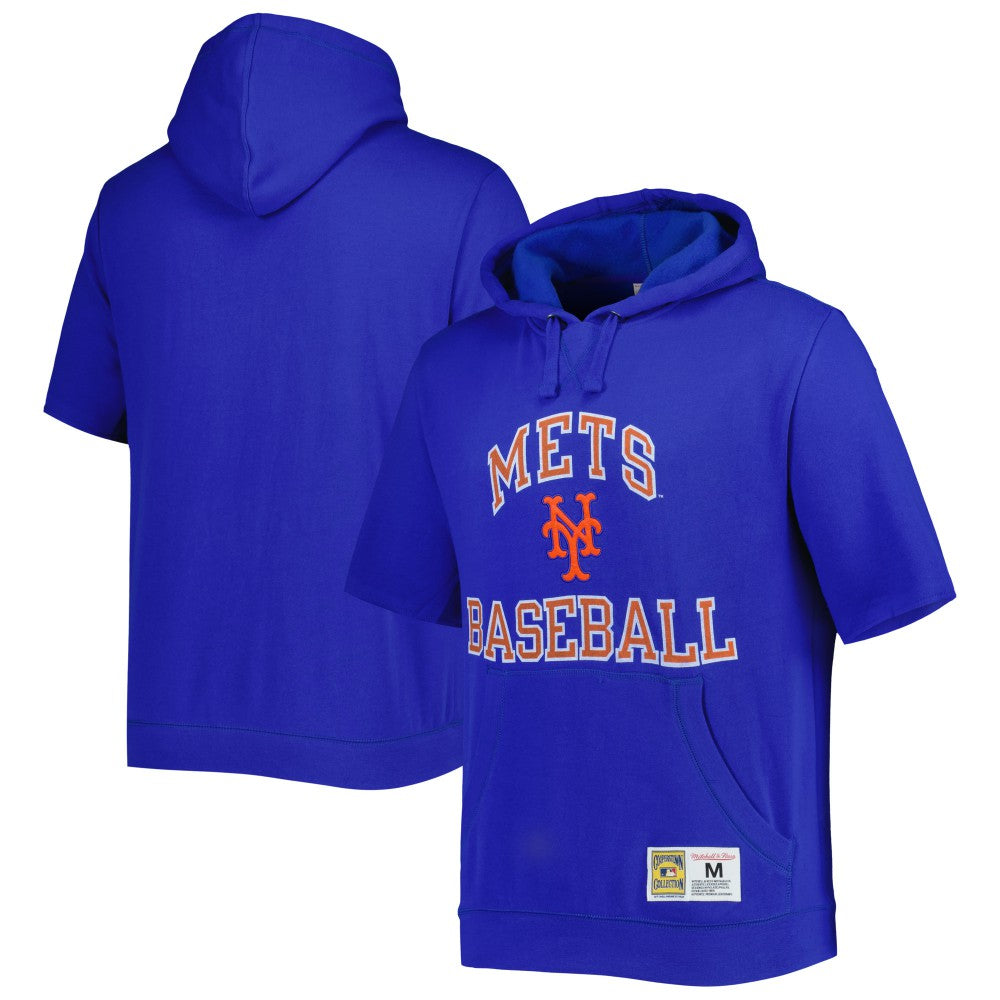 New York Mets Mitchell & Ness Cooperstown Collection Washed Fleece Pullover Short Sleeve Hoodie | MLB New