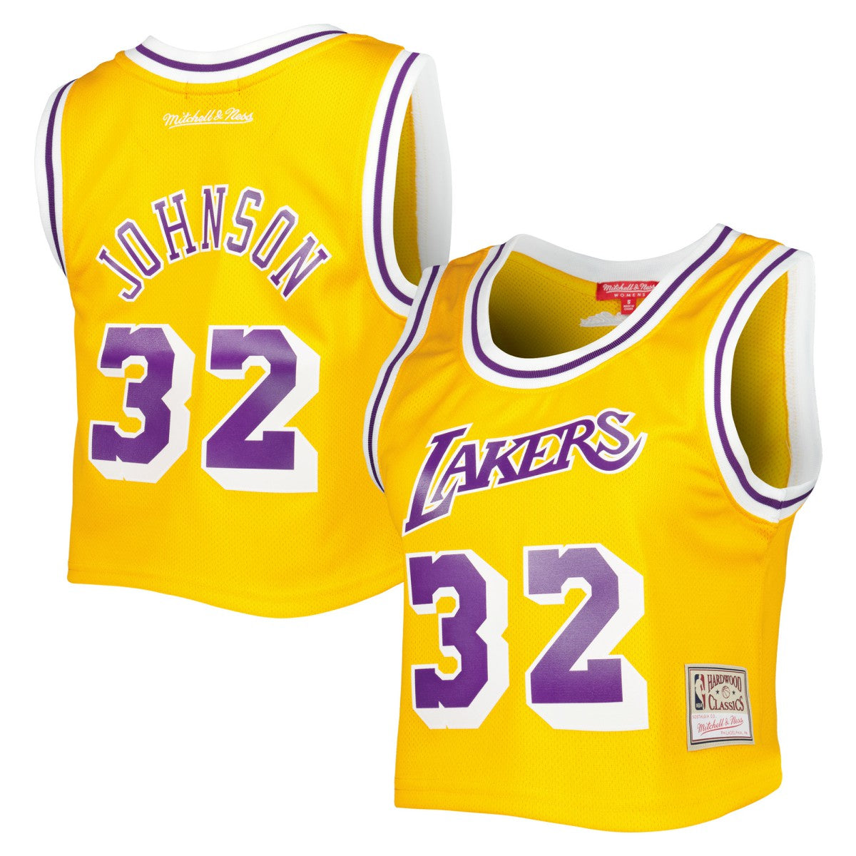 Magic Johnson Los Angeles Lakers Women's 1984 Hardwood Classics Crop Player Tank Top On Sale