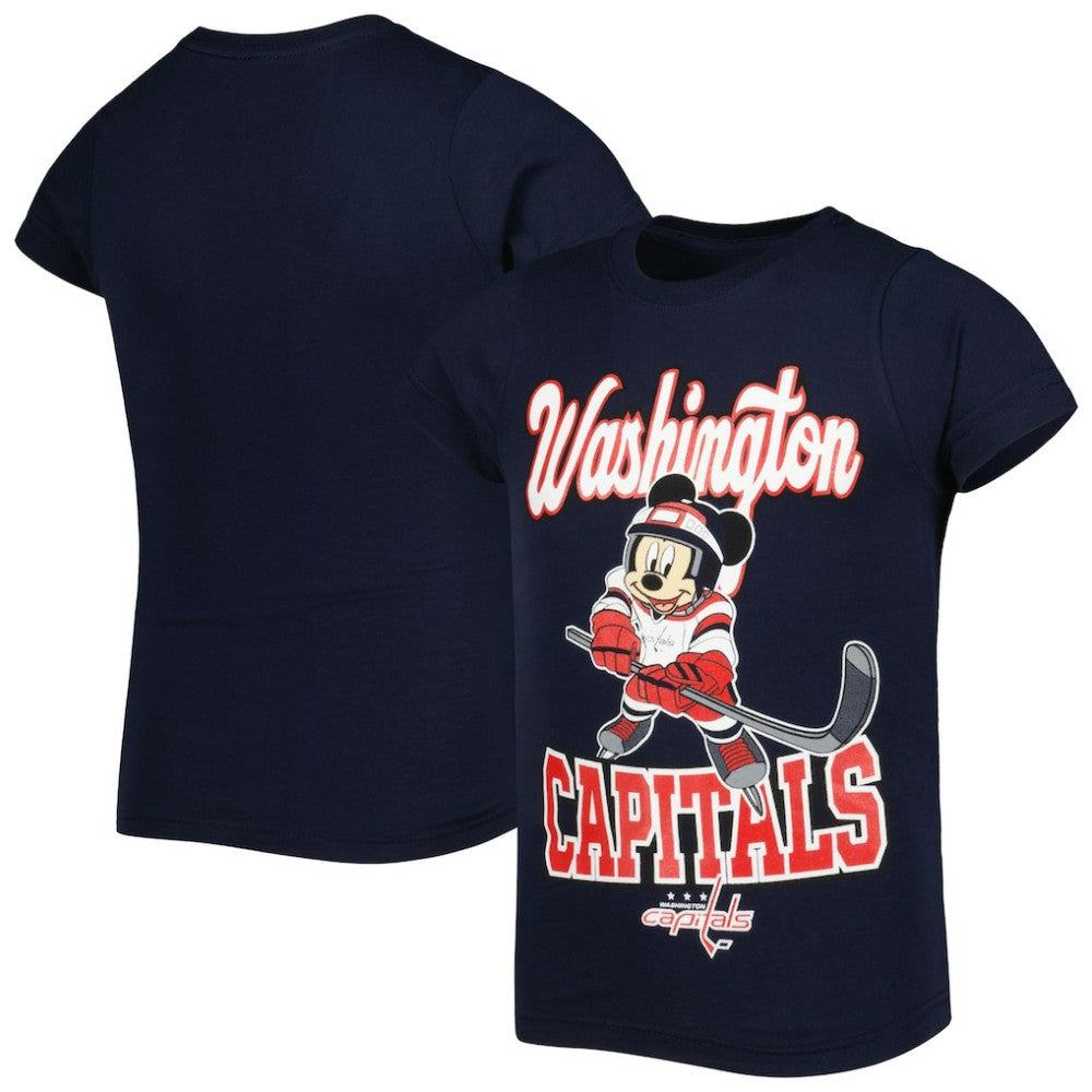 Washington Capitals Girls Youth Mickey Mouse Go Team Go T-Shirt For Sale