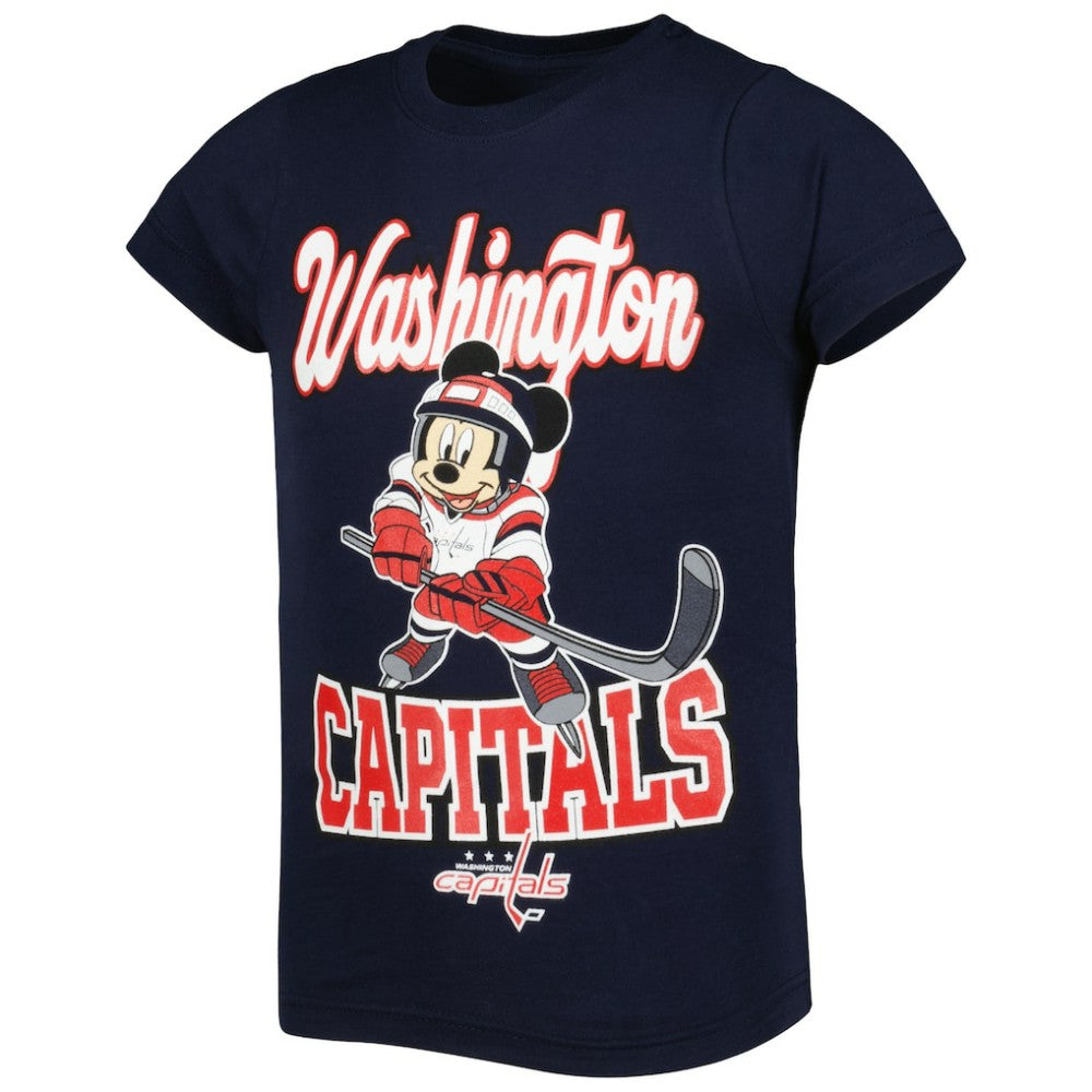 Washington Capitals Girls Youth Mickey Mouse Go Team Go T-Shirt For Sale