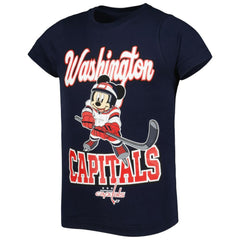 Washington Capitals Girls Youth Mickey Mouse Go Team Go T-Shirt For Sale