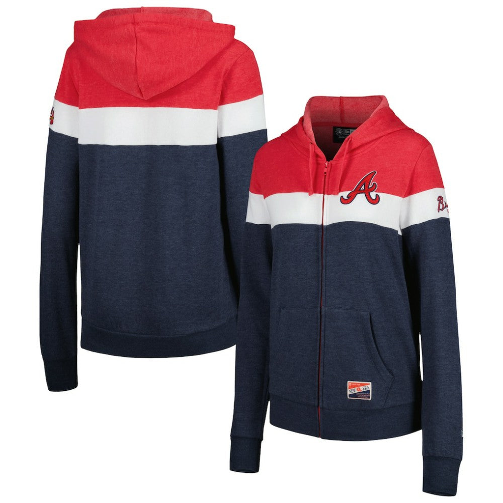 Atlanta Braves New Era Women's Colorblock Full-Zip Hoodie Jacket | MLB Online