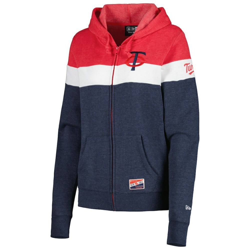 Minnesota Twins New Era Women's Colorblock Full-Zip Hoodie Jacket | MLB New