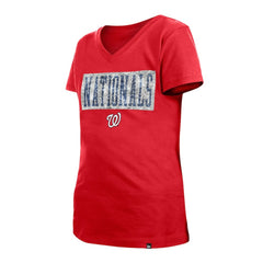 Washington Nationals New Era Girls Youth Flip Sequin Team V-Neck T-Shirt | MLB Near me
