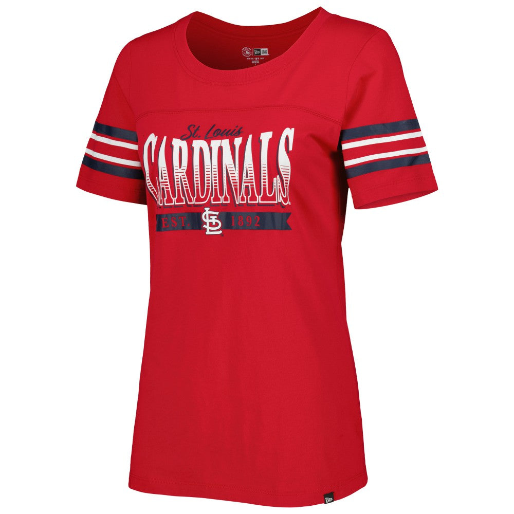 St. Louis Cardinals New Era Women's Team Stripe T-Shirt | MLB On Sale