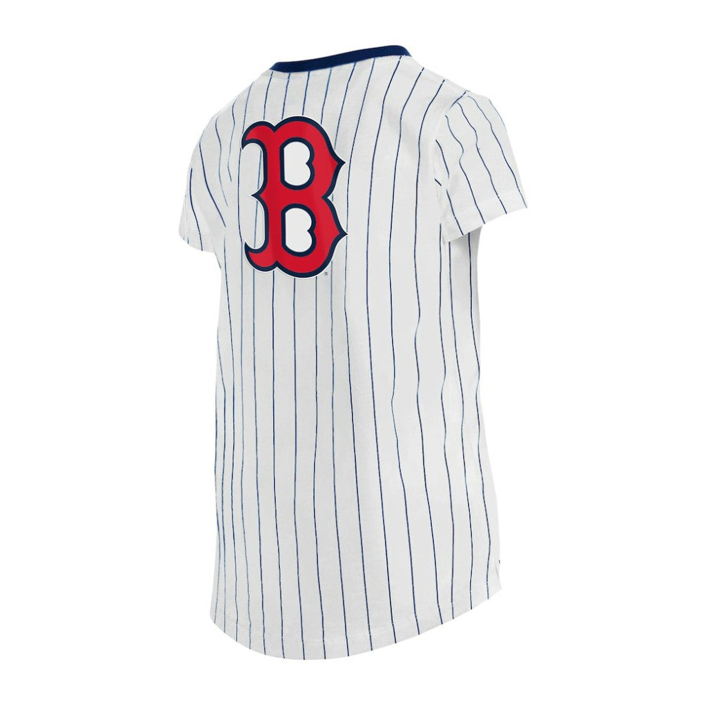Boston Red Sox New Era Girls Youth Pinstripe V-Neck T-Shirt | MLB Outlet