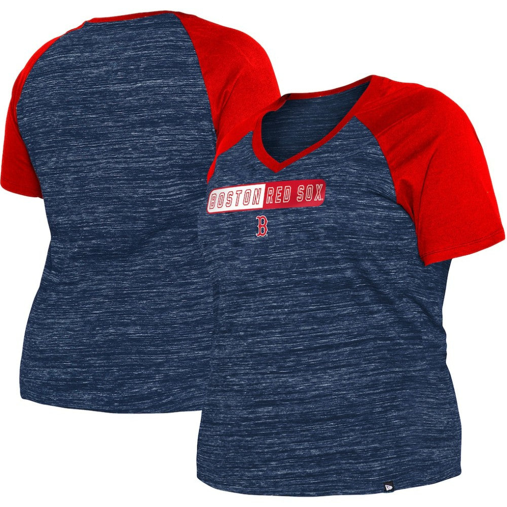 Boston Red Sox New Era Women's Plus Size Space Dye Raglan V-Neck T-Shirt | MLB Online