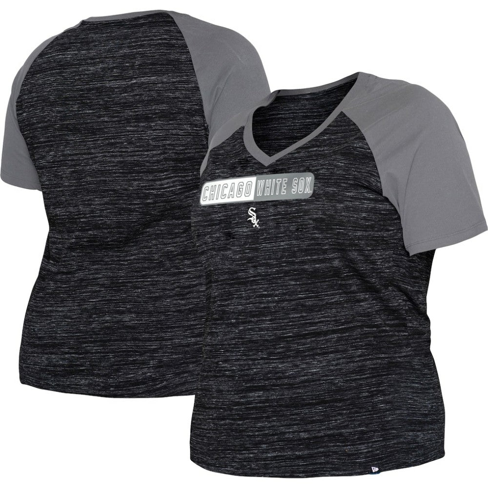 Chicago White Sox New Era Women's Plus Size Space Dye Raglan V-Neck T-Shirt | MLB On Sale