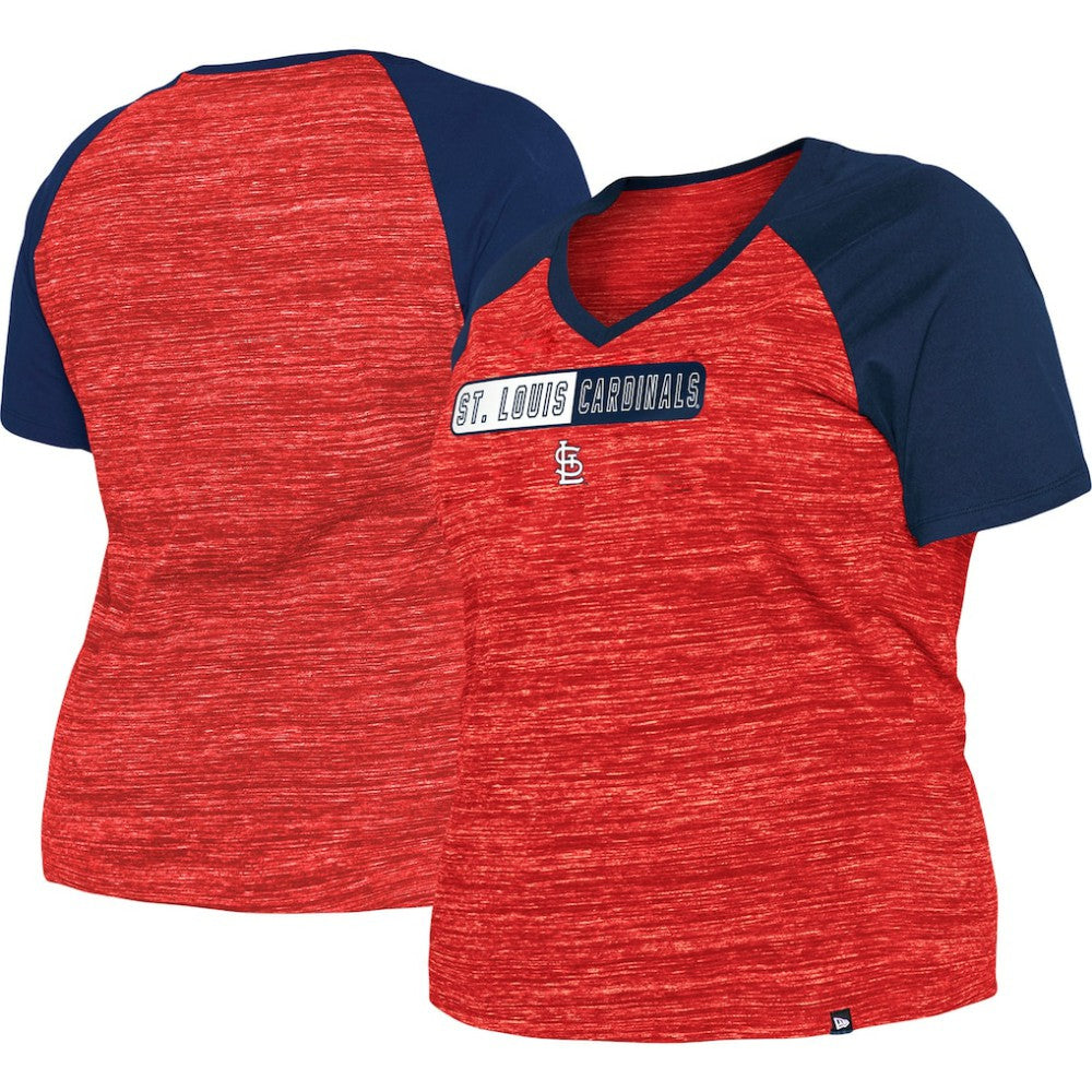 St. Louis Cardinals New Era Women's Plus Size Space Dye Raglan V-Neck T-Shirt | MLB Shop