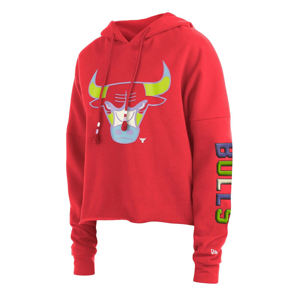 Chicago Bulls Women's Color Pack Cropped Top Pullover Hoodie New