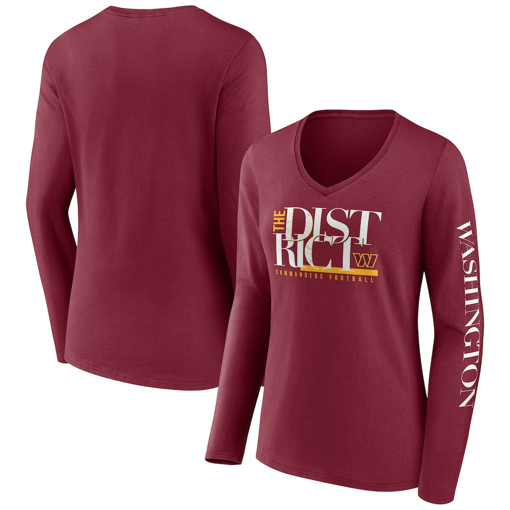 Washington Commanders Fanatics Women's Hometown Sweep Long Sleeve V-Neck T-Shirt