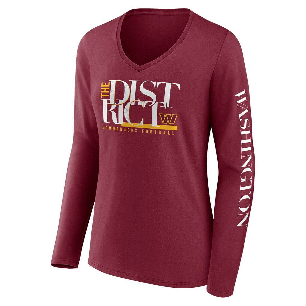 Washington Commanders Fanatics Women's Hometown Sweep Long Sleeve V-Neck T-Shirt