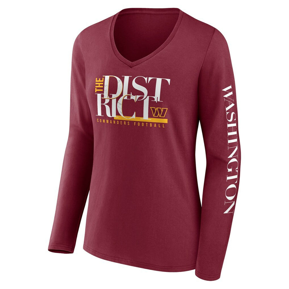 Washington Commanders Fanatics Women's Hometown Sweep Long Sleeve V-Neck T-Shirt