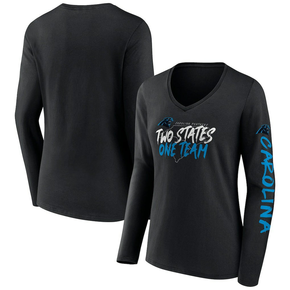 Carolina Panthers Fanatics Women's Hometown Sweep Long Sleeve V-Neck T-Shirt