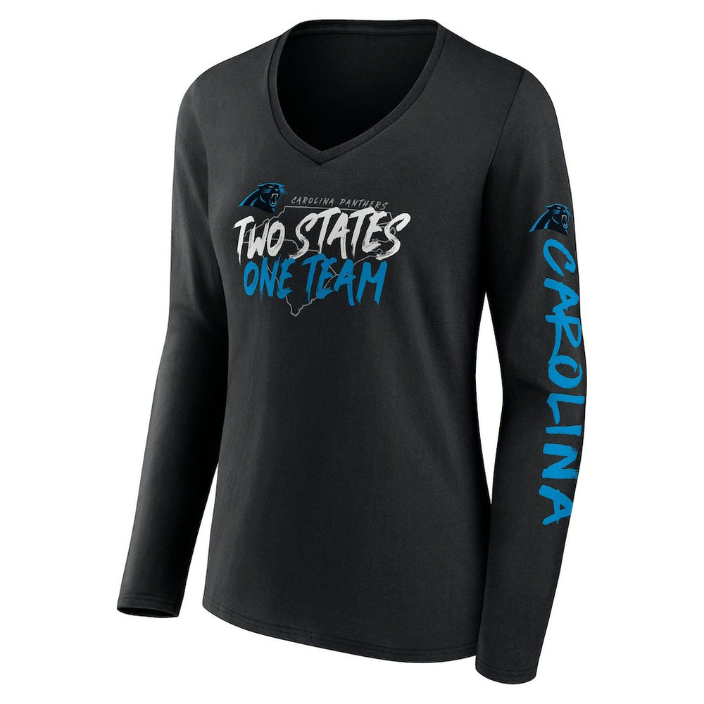 Carolina Panthers Fanatics Women's Hometown Sweep Long Sleeve V-Neck T-Shirt