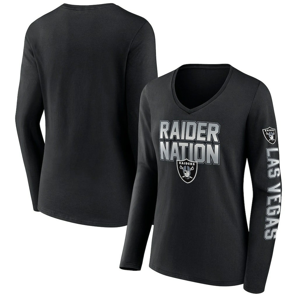 Las Vegas Raiders Fanatics Women's Hometown Sweep Long Sleeve V-Neck T-Shirt