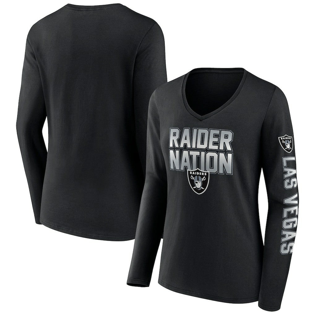 Las Vegas Raiders Fanatics Women's Hometown Sweep Long Sleeve V-Neck T-Shirt