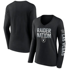 Las Vegas Raiders Fanatics Women's Hometown Sweep Long Sleeve V-Neck T-Shirt
