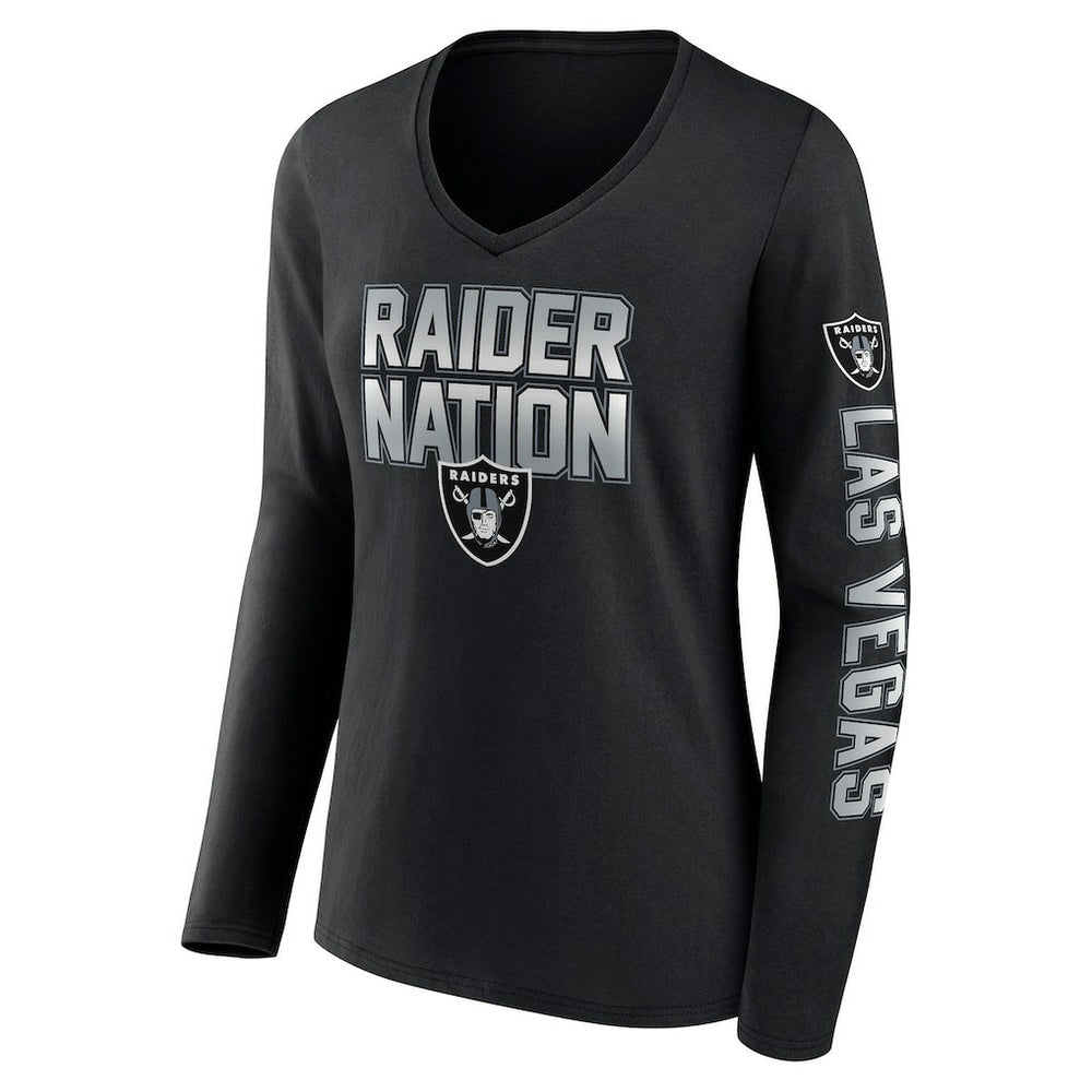 Las Vegas Raiders Fanatics Women's Hometown Sweep Long Sleeve V-Neck T-Shirt