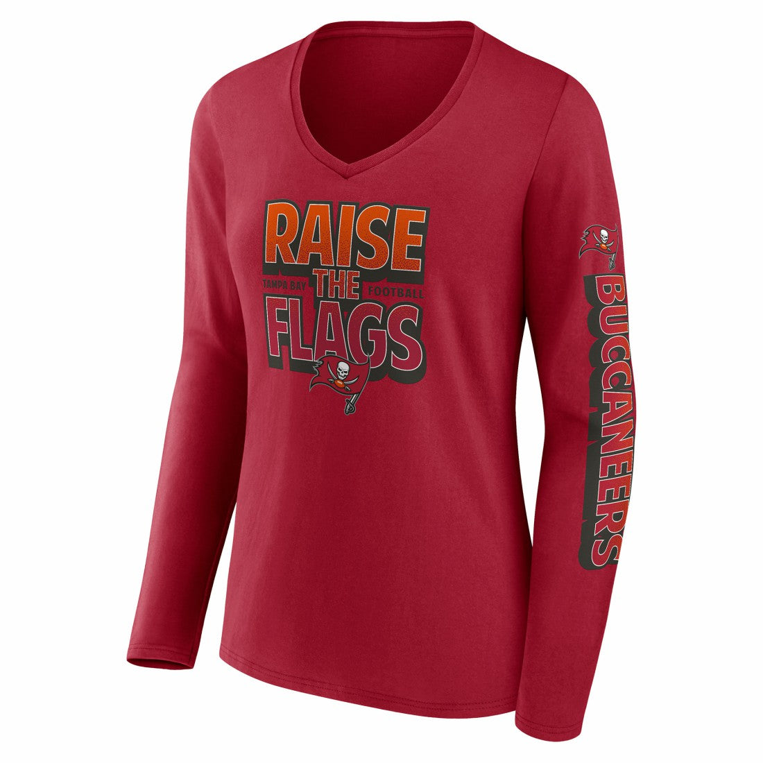 Tampa Bay Buccaneers Fanatics Women's Hometown Sweep Long Sleeve V-Neck T-Shirt