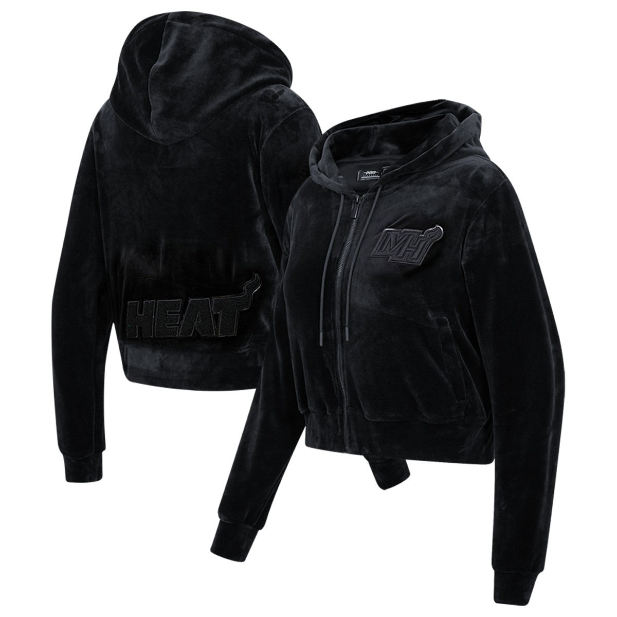 Miami Heat Pro Standard Women's Triple Black Velour Full-Zip Hoodie cheap Outlet