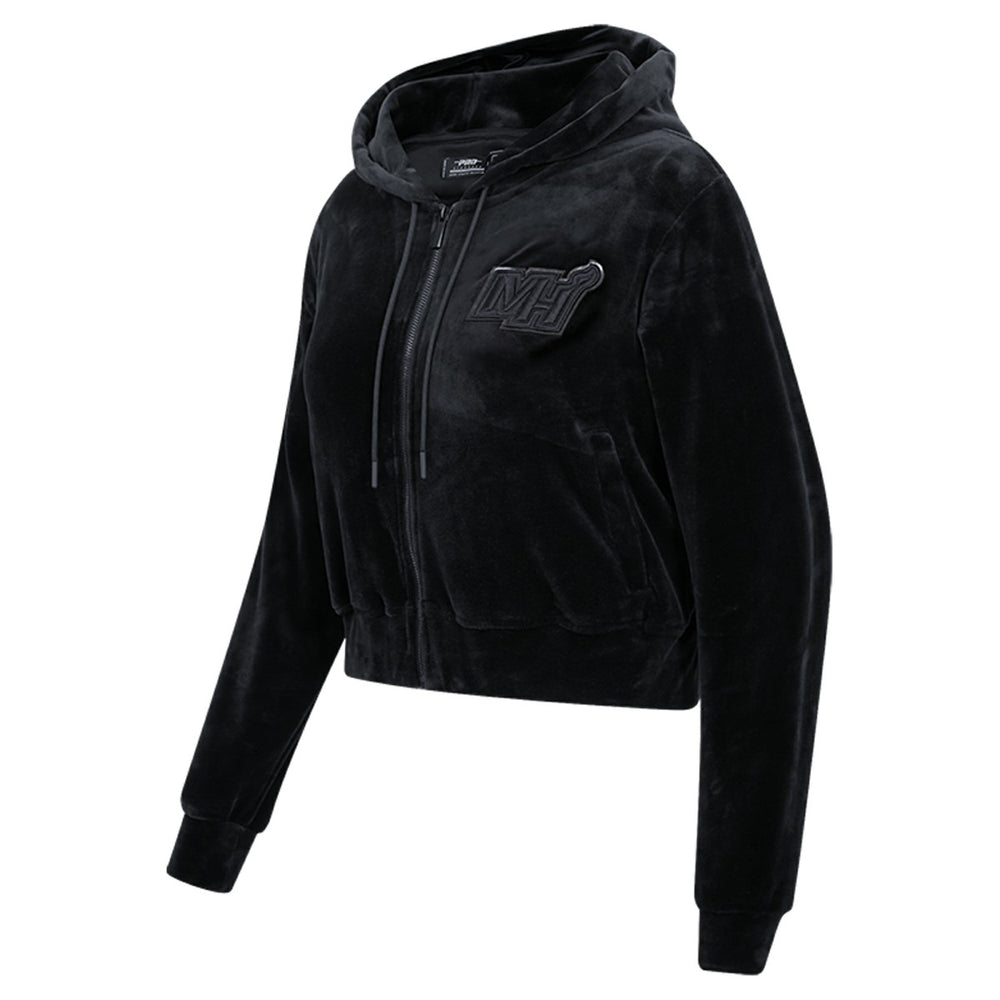 Miami Heat Pro Standard Women's Triple Black Velour Full-Zip Hoodie cheap Outlet