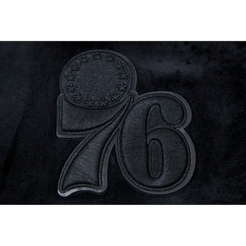Philadelphia 76ers Pro Standard Women's Triple Black Velour Full-Zip Hoodie discount Online