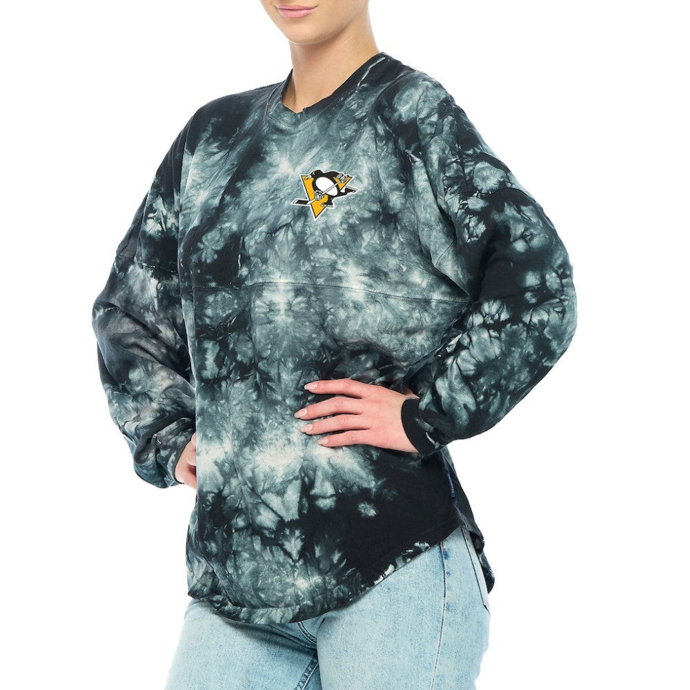 Pittsburgh Penguins Fanatics Women's Crystal-Dye Long Sleeve T-Shirt For Sale