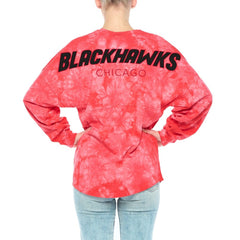 Chicago Blackhawks Fanatics Women's Crystal-Dye Long Sleeve T-Shirt Outlet