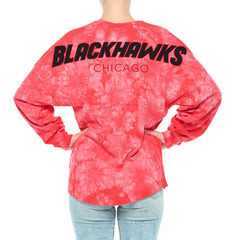 Chicago Blackhawks Fanatics Women's Crystal-Dye Long Sleeve T-Shirt Outlet