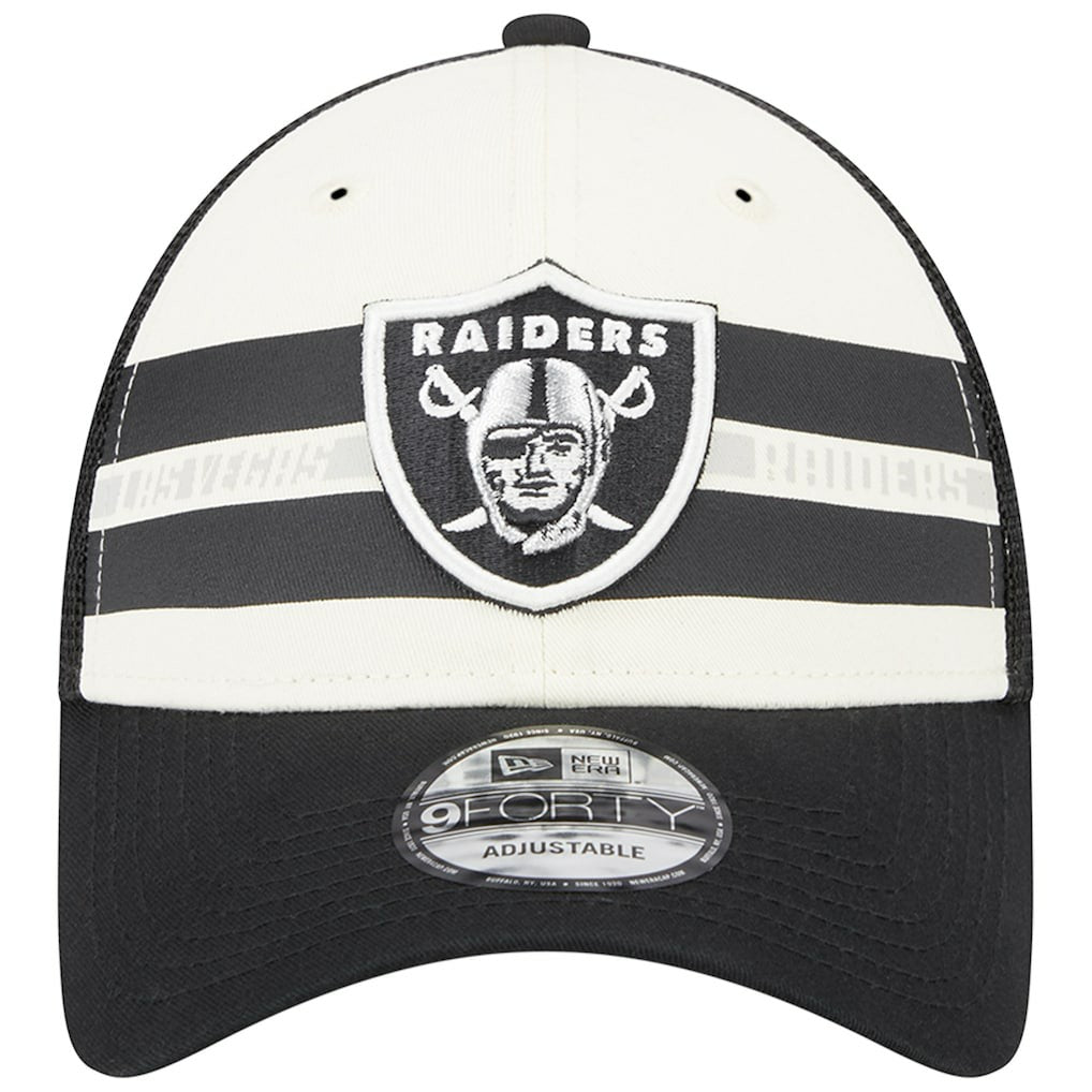 Las Vegas Raiders New Era Team Stripe Trucker 9FORTY Snapback Hat