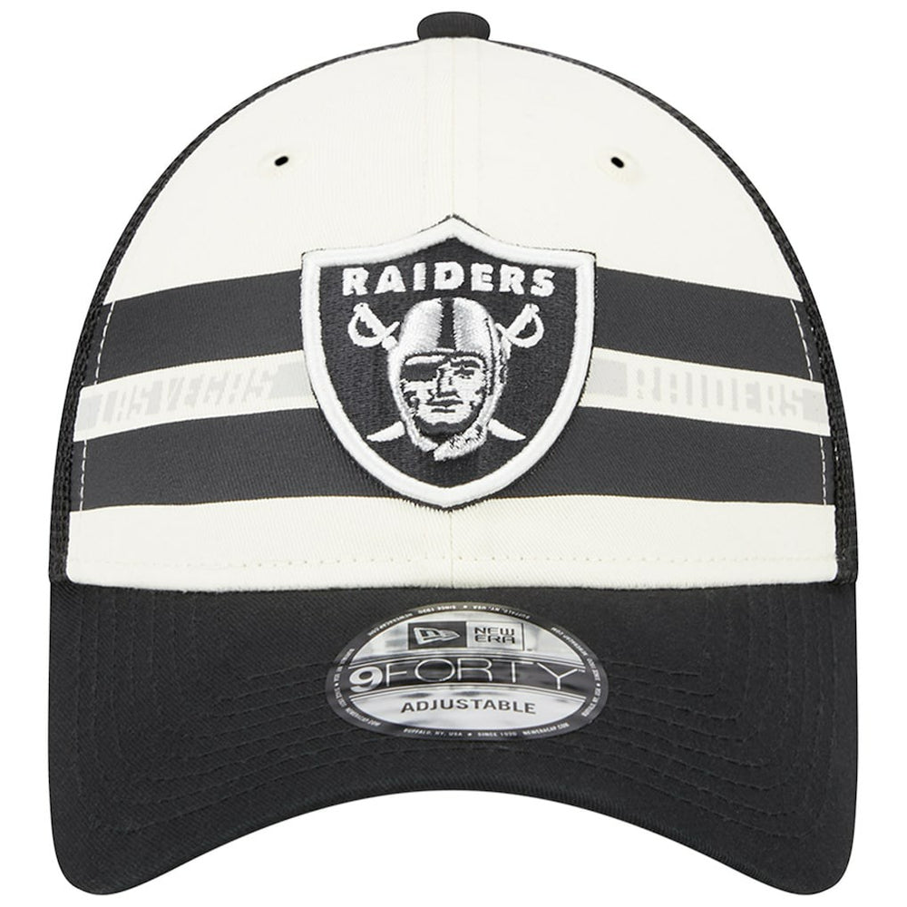Las Vegas Raiders New Era Team Stripe Trucker 9FORTY Snapback Hat